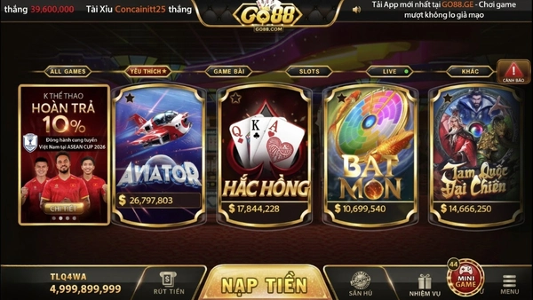 Giao diện cổng game go88