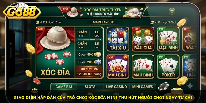 Giao diện hấp dẫn của trò chơi xóc đĩa mini thu hút người chơi ngay từ cái