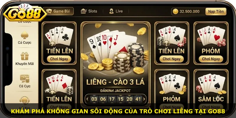 Khám phá không gian sôi động của trò chơi liêng tại Go88
