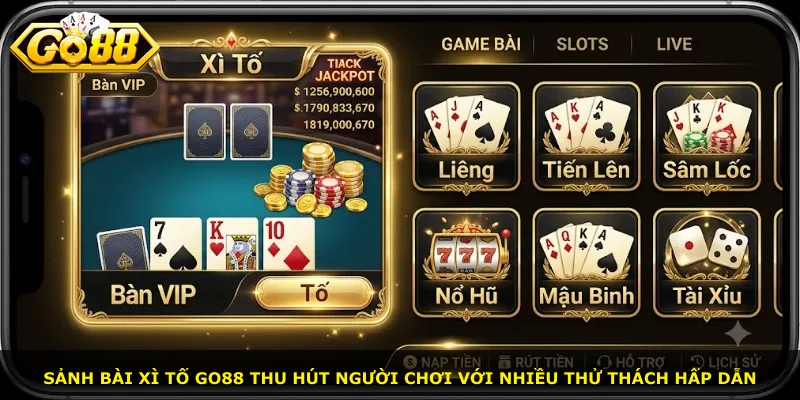 Sảnh bài xì tố Go88 thu hút người chơi với nhiều thử thách hấp dẫn