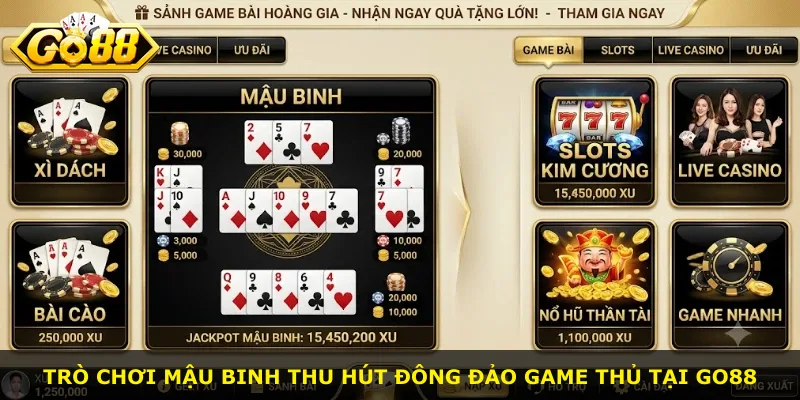 Trò chơi Mậu binh thu hút đông đảo game thủ tại Go88